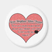 West Highland White Terrier Paw Prints Dog Humour Fridge Magnets