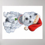 West Highland White Terrier Santa Claus posters