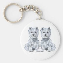 West Highland White Terrier Twins! Keychain