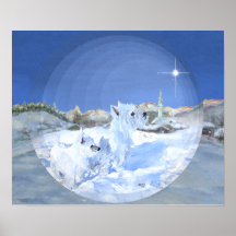 West Highland White Terrier Winter Night Poster