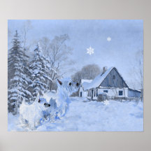 West Highland White Terriers in the Snow Posters