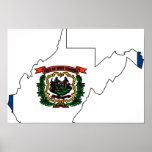 West Virginia Flag Map Poster