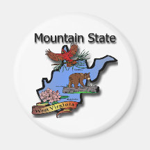 West Virginia Mountain State Cardinal Bear Rhodode Refrigerator Magnet