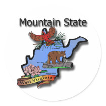 West Virginia Mountain State Cardinal Bear Rhodode Round Sticker