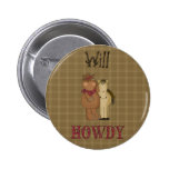 Western Bear/Horse Howdy Name Pin Button
