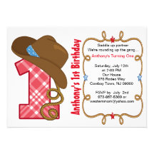 Western Big One Boy Birthday Invitation
