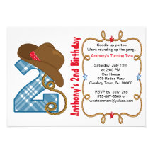 Western Big Two Boy Birthday Invitation