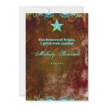 Western Graduation Announcement Blue Brown Star
