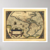 Western Hemisphere Map By Ortelius 1570 Poster