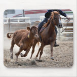 Western rider cutting a calf mousepads
