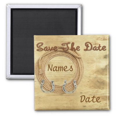 Western Theme Wedding Save the Date Magnets by kjsweddingshop
