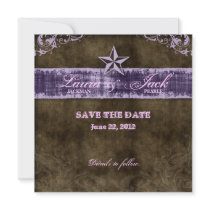 Western Vintage Save the Date Card Purple Star