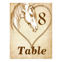 Western Wedding Table Cards numbers Postcard