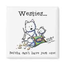 Westie Addict Square White Magnet