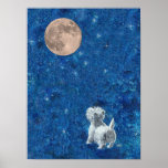 Westie and Full Moon Print