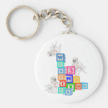 Westie Angel Blocks Key Chain