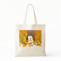 Westie Dog - Autumn Leaves Tote Bag