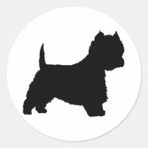 Westie Dog (black) Round Sticker