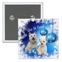 Westie Let It Snow Holiday Greeting Buttons