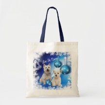 Westie Let It Snow Holiday Greeting Canvas Bags
