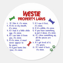 WESTIE Property Laws 2 Round Sticker