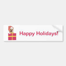 Westie Santa Hat Gift Box Bumper Sticker