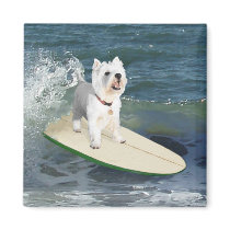 Westie Surfer Magnets