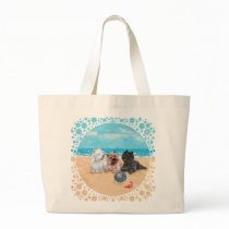 Westie with Cairn Terriers at the Beach Canvas Bags