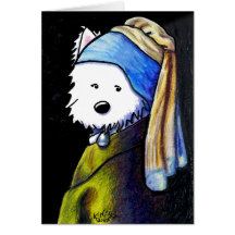 Westie with Pearl Earring Cards