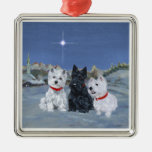 Westies and a Scottie Christmas Christmas Tree Ornaments