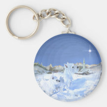 Westies in the Snow Keychains