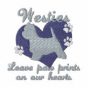 Westies Leave Paw Prints Purple embroidered shirts