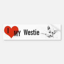 Westies Love,  black and white drawing Bumper Stickers