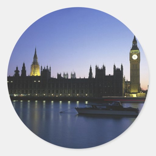 Westminister Palace at Night Round Sticker