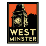 westminster retro art deco travel poster post card