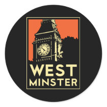 westminster retro art deco travel poster round sticker