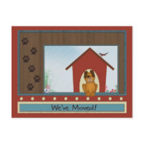We've Moved Cute Doghouse with Paw Prints Post Cards