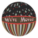 We've Moved red and tan stars and stripes stickers