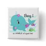Whale 1st Birthday buttons