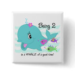 Whale 2nd Birthday buttons