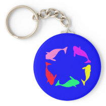 Whale Circle on Ocean Blue Background