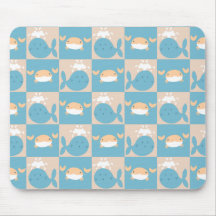 Whale Crab Chequered Pattern Mousemat