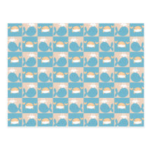 Whale Crab Chequered Pattern Post Card
