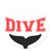 Whale Design SCUBA Dive Round Stickers