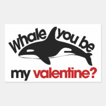 Whale you be my Valentine Rectangle Stickers