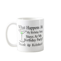 What Happens At My Birthday Party Drink Up Bitches Mug