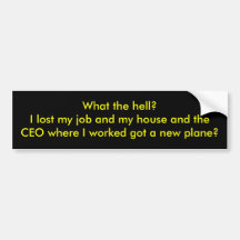 What the hell?I lost my job and my house and th... Bumper Stickers