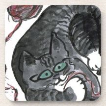 What yarn? asks, Bob the kitten Drink Coaster