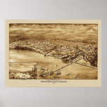 Whatcom Washington Panoramic Map 1888  Print