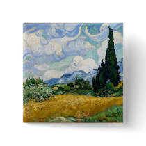 Wheat Field with Cypresses Button